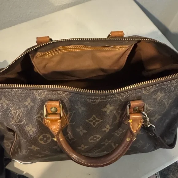 Louis Vuitton Speedy 35 with Crossbody Strap Monogram Satchel - Picture 11 of 17